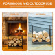 Outsunny Metal Firewood Log Holder Indoor Outdoor Firewood Rack Fireplace Wood Storage Shelf w/ Elegant Scrolls, Rust-Resistant,