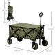 Outsunny Folding Garden Trolley, Cargo Trailer on Wheels, Collapsible Camping Trolley with Folding Board, Outdoor Utility Wagon 