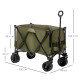 Outsunny Folding Garden Trolley, Cargo Traile on Wheels, Collapsible Camping Trolley, Outdoor Utility Wagon with Steel Frame and