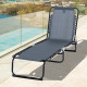 Outsunny Foldable Sun Lounger, Outdoor 4 Level Adjustable Backrest Reclining Chaise Chair, Steel Frame Recliner Chair for Campin