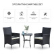 Outsunny 3 Pieces Rattan Bistro Set, Wicker Garden Furniture Set with 2-Tier Coffee Table and Chairs, Cushions, for Outdoor Pati