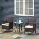 Outsunny Three-Piece Rattan Chair Set, with Cushions - Brown