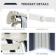 Outsunny Manual Retractable Awning, 3.5x2.5 m-Dark Blue/White Stripes