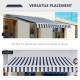 Outsunny Manual Retractable Awning, 3.5x2.5 m-Dark Blue/White Stripes