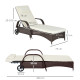 Outsunny Brown Rattan Sun Lounger w/ Adjustable Steel Frame,200Lx73Wx56-103H cm