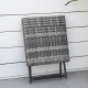 Outsunny Square PE Wicker Rattan Folding Table - Grey