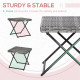 Outsunny Square PE Wicker Rattan Folding Table - Grey