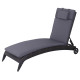 Outsunny Garden Sun Lounger Cushion Replacement Thick Sunbed Reclining Chair Relaxer Pad with Pillow - Grey