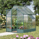 Outsunny Garden Walk-in Aluminium Greenhouse Polycarbonate with Plant Bed, Temperature Controlled Window, Foundation, 6 x 6ft