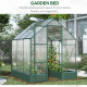 Outsunny Garden Walk-in Aluminium Greenhouse Polycarbonate with Plant Bed, Temperature Controlled Window, Foundation, 6 x 6ft