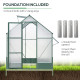 Outsunny Garden Walk-in Aluminium Greenhouse Polycarbonate with Plant Bed, Temperature Controlled Window, Foundation, 6 x 8ft