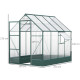 Outsunny Garden Walk-in Aluminium Greenhouse Polycarbonate with Plant Bed, Temperature Controlled Window, Foundation, 6 x 8ft