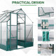 Outsunny Garden Walk-in Aluminium Greenhouse Polycarbonate with Plant Bed, Temperature Controlled Window, Foundation, 6 x 8ft