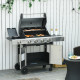 Outsunny Gas Barbecue Grill 4+1 Burner Garden Smoker BBQ Trolley w/ Side Burner Warming Rack Side Shelves Storage Cabinet Piezo 