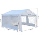 Outsunny 4m x 4 m Garden Gazebo Portable Carport Shelter with Removable Sidewalls &amp; Double Doors, Heavy Duty Party Tent Car Cano