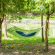 Outsunny Double Cotton Hammock Camping Swing Outdoor Garden Beach Stripe Hanging Bed with Pillow 188L x 140W cm, Green