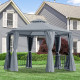 Outsunny 3 x 3(m) Hexagon Gazebo Patio Canopy Party Tent Outdoor Garden Shelter w/ 2 Tier Roof &amp; Side Panel - Grey