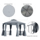 Outsunny 3 x 3(m) Hexagon Gazebo Patio Canopy Party Tent Outdoor Garden Shelter w/ 2 Tier Roof &amp; Side Panel - Grey