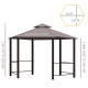 Outsunny 3 x 3(m) Hexagon Gazebo Patio Canopy Party Tent Outdoor Garden Shelter w/ 2 Tier Roof &amp; Side Panel - Brown