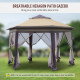 Outsunny Hexagon Garden Gazebo Pop Up Gazebo Outdoor Patio Double Roof Instant Shelter with Netting, 3 x 4m, Beige