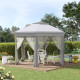 Outsunny 3 x 4m Metal Frame Hexagon Gazebo, with Curtains - Grey