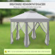 Outsunny 3 x 4m Metal Frame Hexagon Gazebo, with Curtains - Grey