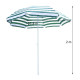 Outsunny 1.8m Beach Parasol Umbrella with Tilt Canopy, Lightweight Patio Garden Sunshade with 8 Ribs, Green &amp; White Stripe