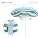 Outsunny 1.8m Beach Parasol Umbrella with Tilt Canopy, Lightweight Patio Garden Sunshade with 8 Ribs, Green &amp; White Stripe