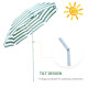 Outsunny 1.8m Beach Parasol Umbrella with Tilt Canopy, Lightweight Patio Garden Sunshade with 8 Ribs, Green &amp; White Stripe