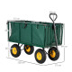 Outsunny Large 4 Wheel Heavy Duty Garden Cart Truck Trolley Wheelbarrow with Handle and Metal Frame - Green