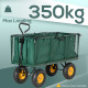 Outsunny Large 4 Wheel Heavy Duty Garden Cart Truck Trolley Wheelbarrow with Handle and Metal Frame - Green