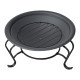 Outsunny Metal Firepit Bowl Outdoor Round Fire Pit w/ Lid, Log Grate, Poker for Backyard, Camping, BBQ, Bonfire, Wood Burning St