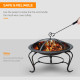 Outsunny Metal Firepit Bowl Outdoor Round Fire Pit w/ Lid, Log Grate, Poker for Backyard, Camping, BBQ, Bonfire, Wood Burning St