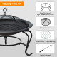 Outsunny Metal Firepit Bowl Outdoor Round Fire Pit w/ Lid, Log Grate, Poker for Backyard, Camping, BBQ, Bonfire, Wood Burning St