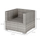 Outsunny Single Seater Rattan Chair Sofa with Padded Cushions, All-Weather PE Wicker Weave Garden Armchair with Armrests, Grey