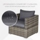 Outsunny Single Seater Rattan Chair Sofa with Padded Cushions, All-Weather PE Wicker Weave Garden Armchair with Armrests, Dark G