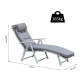 Outsunny Steel Frame Outdoor Garden Padded Sun Lounger w/ Pillow Grey