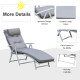 Outsunny Steel Frame Outdoor Garden Padded Sun Lounger w/ Pillow Grey