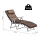 Outsunny Sun Lounger Steel Frame Outdoor Folding Chaise Texteline Lounge Chair Recliner with Headrest &amp; 7 Levels Adjustable Back