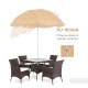 Outsunny 1.6m Patio Garden Hawaii Beach Sun Umbrella Sunshade Hawaiian Folding Tilting Crank Parasol (Wheat)