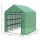 Outsunny Walk-in Greenhouse with 4 Tier 24 Shelves, Portable Grow House with Roll-up Zipped Door, 244 x 180 x 210cm, Green