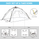 Outsunny 2 Man Pop-up Beach Tent Sun Shade Shelter Hut w/ Windows Doors Hook Sandbags UV Protection Waterproof Outdoor Adventure