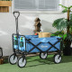 Outsunny 90L Folding Garden Trolley Cart Pull Along Wagon with Telescopic Handle for Beach Camping Festival - Blue