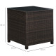 Outsunny Rattan Garden Furniture Side Table Patio Frame Tempered Glass New - Brown