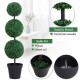 Outsunny Set of 2 Artificial Boxwood Ball Topiary Trees Potted Decorative Plant Outdoor and Indoor Décor (112cm)