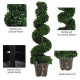 Outsunny Set of 2 Artificial Boxwood Spiral Topiary Trees Potted Decorative Plant Outdoor and Indoor Décor 120cm