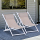 Outsunny Set of 2 Folding Garden Beach Aluminium Frame Deck Chairs Deckchairs Seaside Folding Garden Patio Lounger, Beige