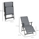 Outsunny Set of 2 Outdoor Sun Lounger 10-Position Adjustable Texteline Folding Reclining Chairs with Footrest for Patio Garden, 