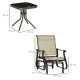 Outsunny Set of 3 Gliding Chair &amp; Tea Table Set, Outdoor Rocker Set with 2 Armchairs, Tempered Glass Tabletop, Khaki