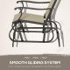 Outsunny Set of 3 Gliding Chair &amp; Tea Table Set, Outdoor Rocker Set with 2 Armchairs, Tempered Glass Tabletop, Khaki